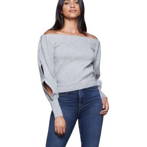 Good American Off Shoulder Sweatshirt Top